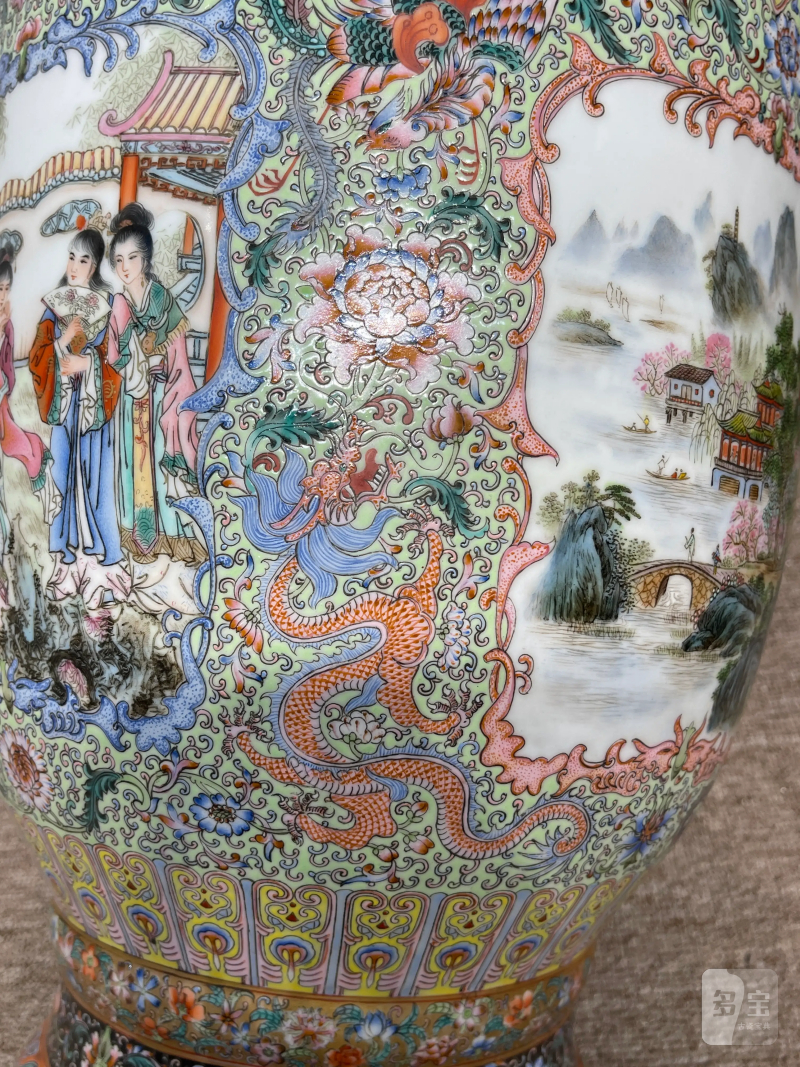 解放初 重工粉彩人物故事纹大瓶 - 图7